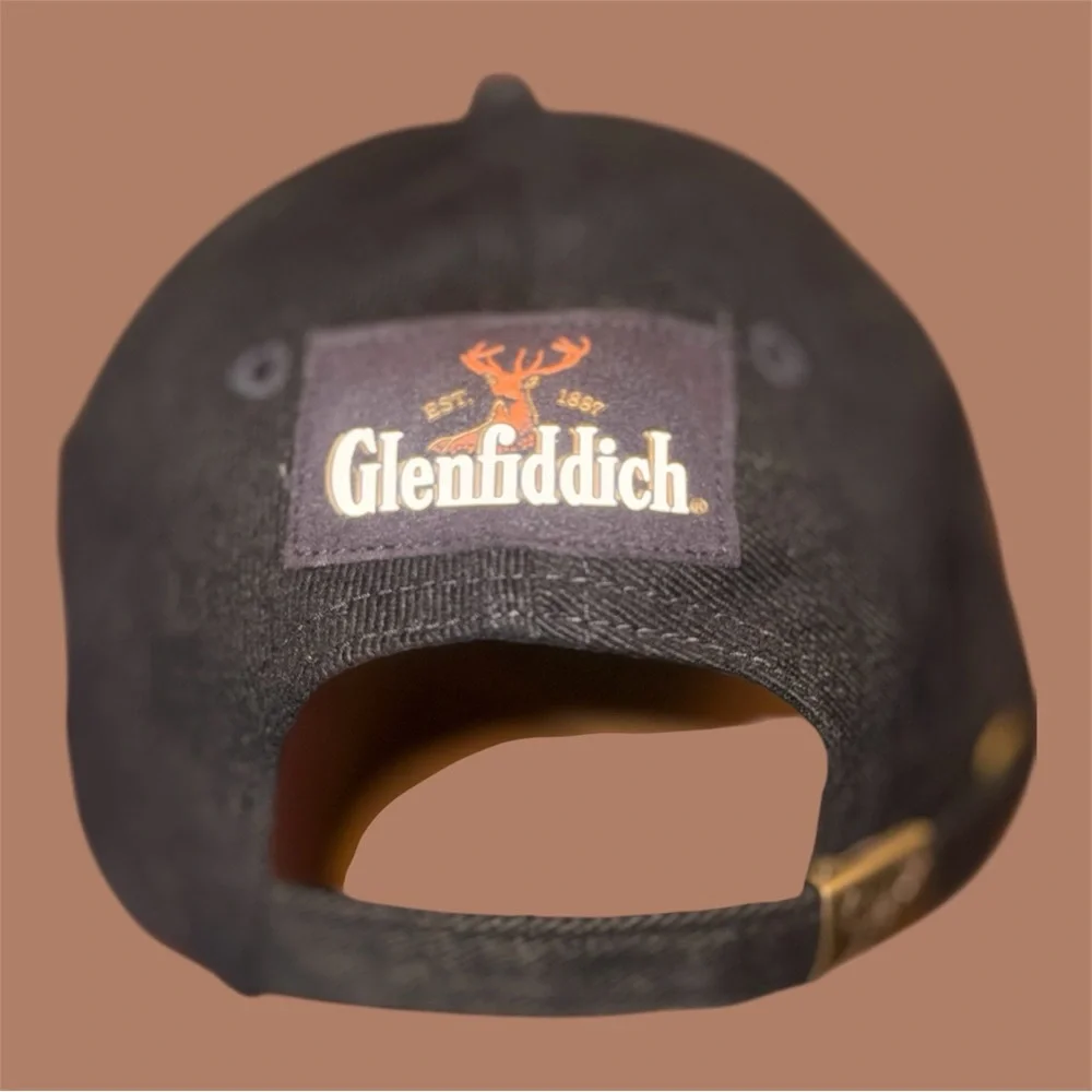 Glenfiddich. UNISEX Black Baseball Cap with Embroidered Text.‎ Size Medium